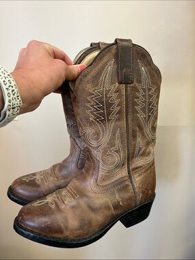 Smoky Mountain Leather Cowboy Boots- Kids 12.5